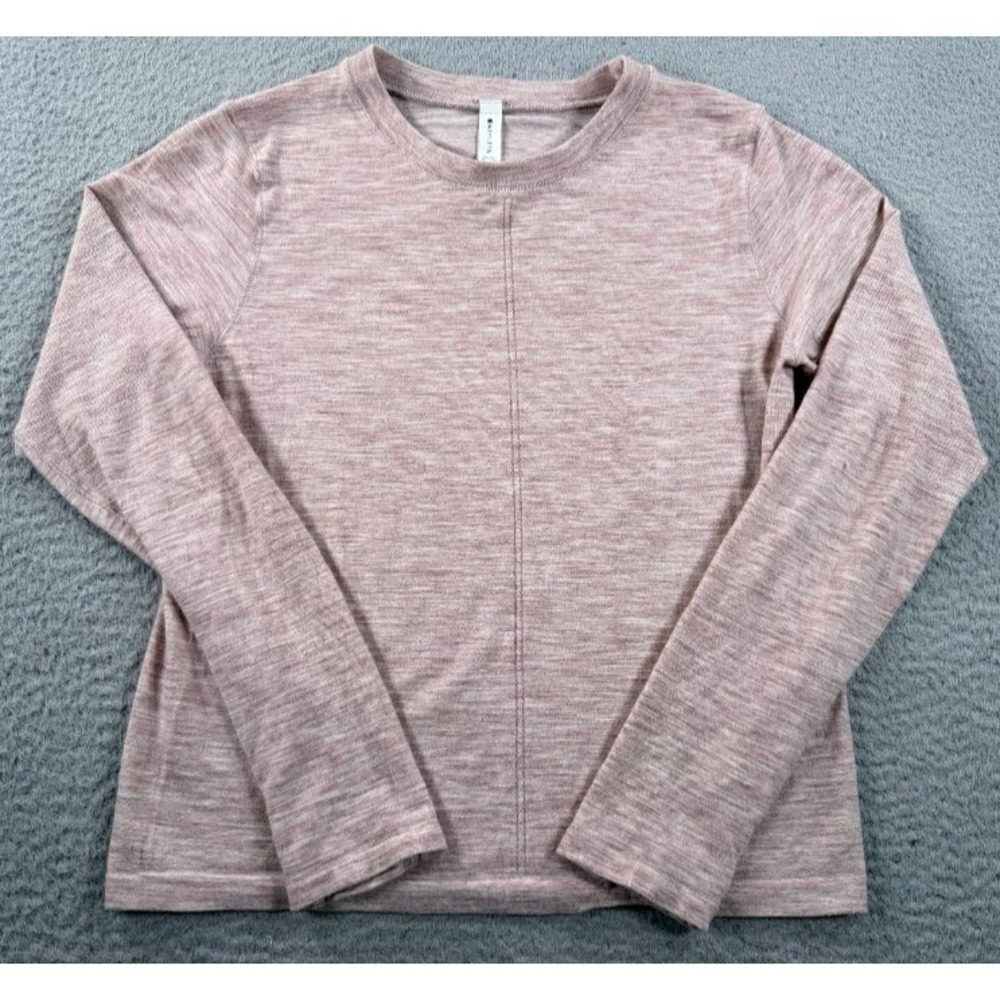 Athleta Ascent Seamless Top Pink Womens Large Long Sleeve Wool Athleisure